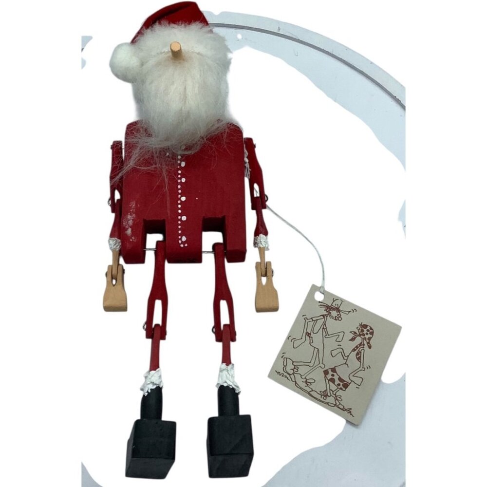 Vtg Folk Art Clog‎ Dancer Santa Claus Wood Puppet William Saling 1994 Primitive